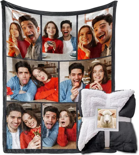 Vista 7 de MeMoShe Manta personalizada de felpa con foto para regalo de cumpleaños para novio o novia 40x50 pulgadas, manta personalizada con imagen, regalos