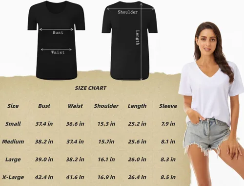 Vista 7 de Camisetas de manga corta para mujer, blusas de cuello en V de ajuste holgado