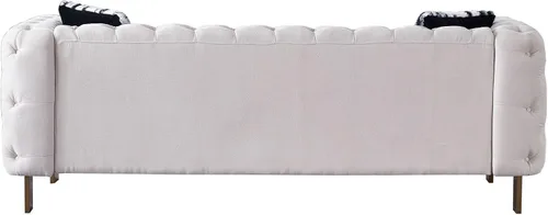 Vista 5 de Daesar Sofá moderno para sala de estar, sofá de lino con brazos cuadrados, 84.25 pulgadas con sofá, color beige