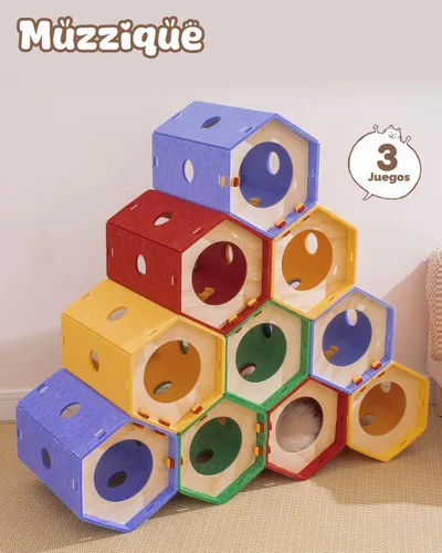 Vista 6 de Túnel engrosado del gato del fieltro, cueva modular conectable del conejo de la cama del escondite del gato