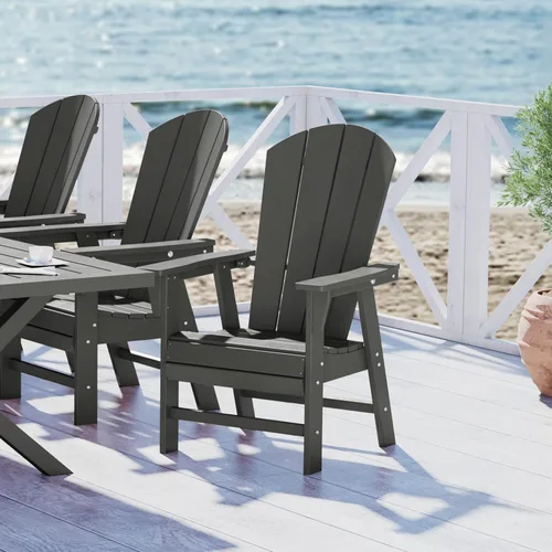 Vista 44 de WestinTrends Malibu Outdoor Patio HDPE Adirondack Silla de comedor para patio, color negro