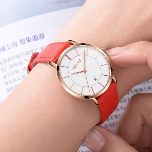 Vista 6 de OLEVS Reloj de pulsera para mujer reloj de pulsera para mujer impermeable delgado minimalista casual simple de cuarzo analógico con calendario