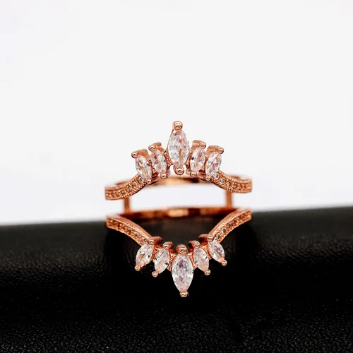 Vista 4 de Uloveido Y445 - Anillo de boda con circonita cúbica blanca AAA, talla marquesa