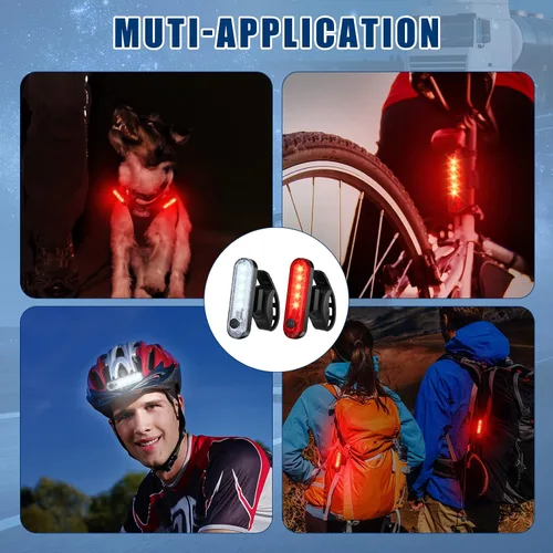 Vista 7 de Jerify Paquete de 20 luces LED recargables por USB, luces traseras de navegación, kit de luces traseras de bicicleta, impermeables, 4 opciones