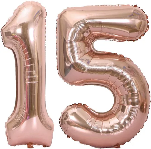 Vista 6 de Globos del número 10, decoraciones de fiesta de cumpleaños número 10 para niñas, oro rosa, 40 pulgadas