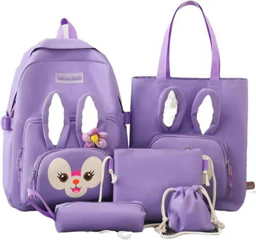 Vista 8 de Mochila kawaii 5 bolsas de dibujos animados anime, mochila de viaje antirrobo kawaii de 16 pulgadas, regalos de nuevo semestre, Rosado