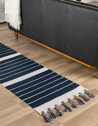 Vista 16 de Unique Loom Chindi Cotton Collection - Alfombra de área - Sophie (2 pies 2 pulgadas x 6 pies 1 pulgada, color aguamarina y blanco)