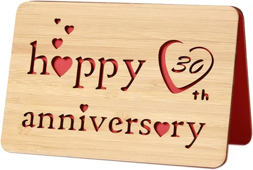 Vista 26 de Tarjeta de felicitación de madera para el primer aniversario, hecha a mano, 1 año, aniversario de boda, tarjeta de primer aniversario para ella, él
