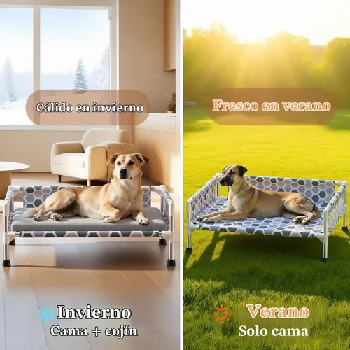 Vista 3 de Cama elevada para perro, cuna refrescante para perros al aire libre con malla transpirable, cama elevada para mascotas con rieles de protección de 3
