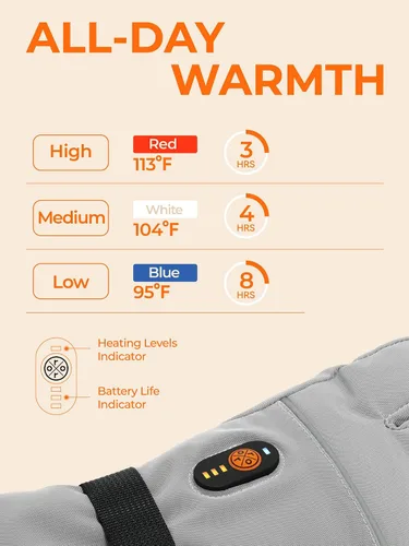 Vista 2 de ORORO Guantes térmicos para mujeres y hombres, guantes de motocicleta con calefacción recargable, guantes de batería para esquí y artritis