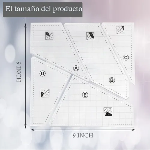Vista 2 de Reglas y plantillas de acolchado, 5 piezas creativas plantillas de corte de acolchado acrílico para patrones de corte, juego de reglas de edredón