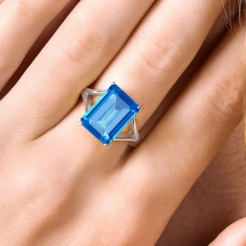 Vista 46 de Gem Stone King Anillo de compromiso solitario con piedra preciosa de corte esmeralda de 0.551 x 0.394 in para mujer, plata de ley 925, anillo