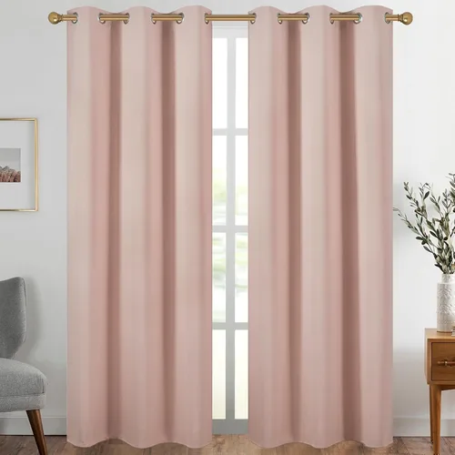 Vista 92 de Diraysid Cortinas opacas beige con ojales para dormitorio, con aislamiento térmico, cortinas de oscurecimiento de habitación, 38 x 54 pulgadas, 2