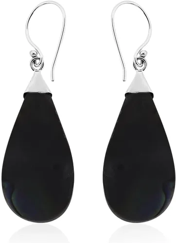 Vista 4 de Compra pendientes de plata de ley 925 con concha de abulón LC, aretes colgantes para mujer, regalos para mujeres