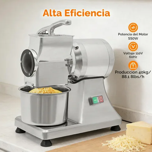 Vista 4 de Bepritm - Molinillo eléctrico de queso, molinillo de queso comercial de 550 W con cubo, molinillo de alimentos de acero inoxidable resistente