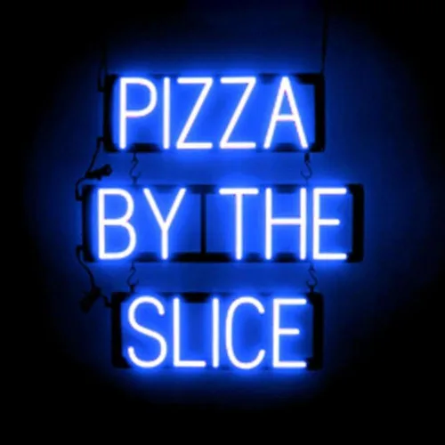 Vista 10 de SpellBrite Cartel PIZZA Letrero relacionado con pizza con aspecto de neón, fuente de luz LED azul 17.6 x 6.3 pulgadas Ultra-Bright