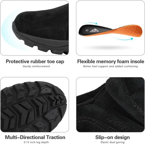 Vista 2 de NORTIV 8 Mocasines sin cordones para caminar para hombre Negro