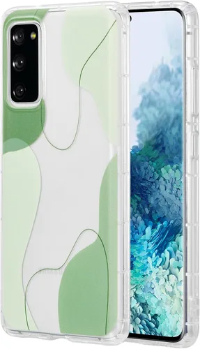 Vista 5 de DEFBSC Funda para Samsung Galaxy S20 FE, diseño artístico estético, color verde Claro suave lindo formado parachoques incorporado caja protectora