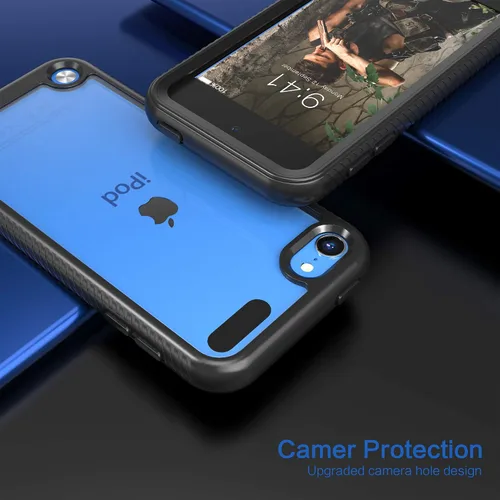 Vista 5 de Funda para iPod Touch 7ª generación, 2 en 1, a prueba de golpes, con 2 protectores de pantalla HD, protección híbrida resistente a los golpes