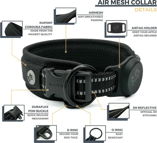 Vista 3 de Aitag - Collar para perro de alta calidad, soporte para collar de perro, acolchado de malla de aire reflectante, collar de perro de liberación