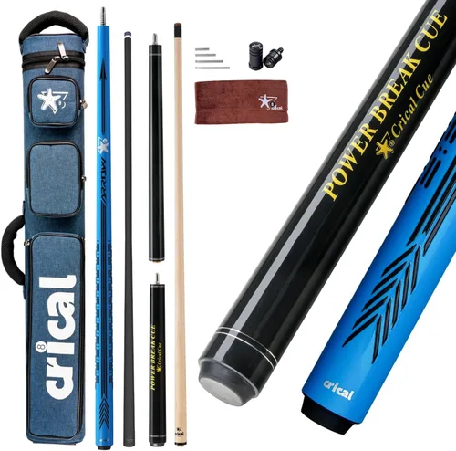 Vista 11 de CRICAL Pool Cue Set, 58" Pro Taper Carbon Fiber Playing Stick with 12.5mm Tip, 3/8×8 Joint, 54.3" Maple Jump Break Stick with 13.5mm Bakelite Tip