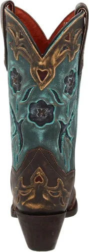 Vista 3 de Dan Post Botas casuales para mujer Blue Bird Floral Tooled-Inlay Snip Toe Casual Mid Calf Tacón medio 2-3" - Marrón