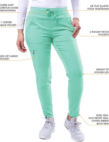 Vista 4 de Adar Pro - Conjunto moderno de ropa quirúrgica atlética para mujer, Camiseta quirúrgica moderna con cuello en V y pantalones quirúrgicos de yoga