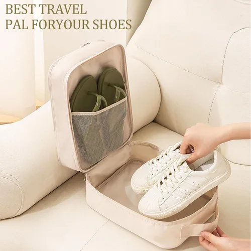 Vista 5 de GobbaGoods Bolsa para zapatos con capacidad para 3 pares de zapatos, bolsa de almacenamiento para viajes y uso diario, con 5 piezas, bolsa