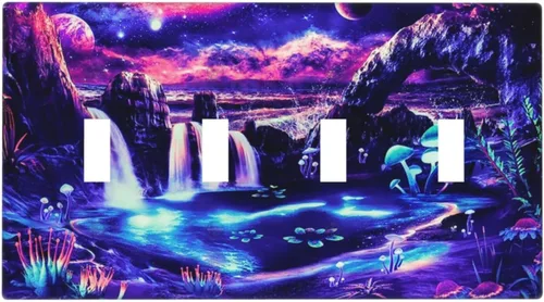 Vista 95 de Arte Moderno Abstracto de Lujo Turquesa Oscuro Verde Azulado Azul Gris Patrón Texturizado de Mármol 1 Gang Interruptor de Luz de Palanca Simple