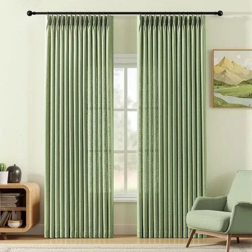 Vista 33 de Cortinas plisadas de lino semitransparentes de 96 pulgadas, filtrado de luz Natural
