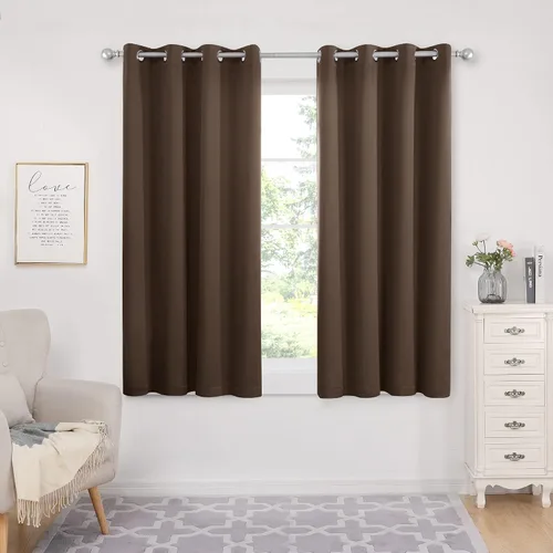 Vista 347 de Deconovo Cortinas opacas 100% con forro negro, cortinas con ojales aisladas térmicamente que reducen el ruido, doble capa para oscurecer
