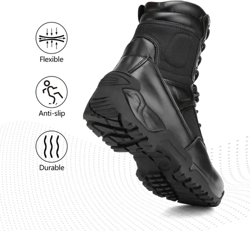 Vista 6 de NORTIV 8 - Botas tácticas de trabajo tipo militar para hombre, para senderismo, motociclismo y combate