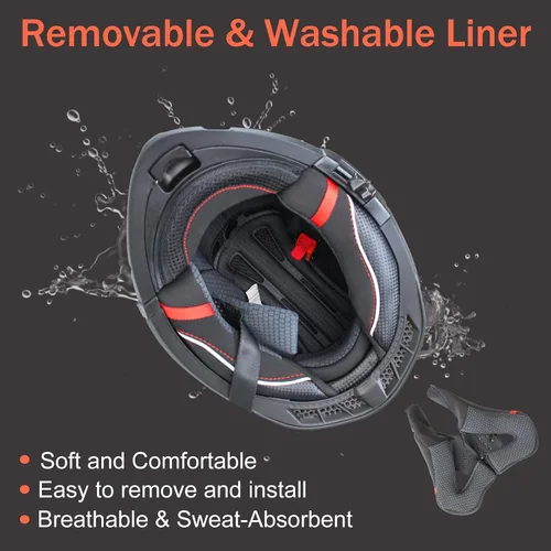 Vista 4 de Casco modular de motocicleta para hombres y mujeres, casco de motocicleta abatible de doble visera, aprobado por DOT, casco de cara completa