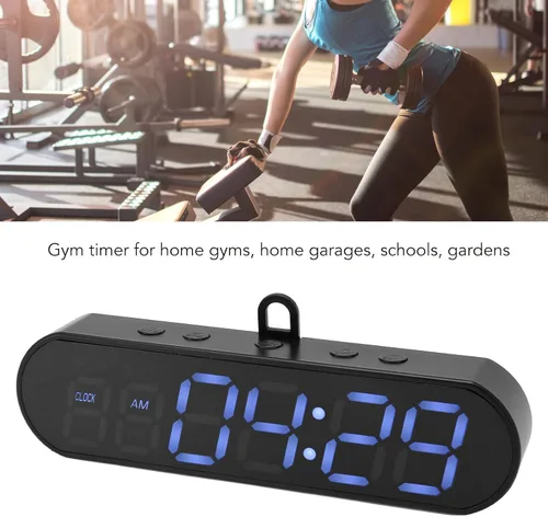 Vista 4 de Temporizador portátil de gimnasio, imán recargable por USB, reloj de entrenamiento con intervalo de exhibición grande, cronómetro con zumbador