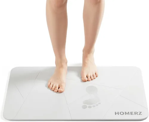 Vista 8 de Homerz Tapete de baño de piedra de alta calidad, tapete de baño de tierra de diatomeas absorbente de roca para baño, tapete de secado de piedra