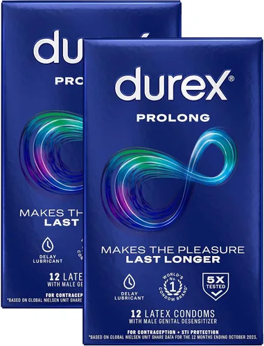 Vista 16 de Durex Prolonga preservativos con lubricante retardado, condones acanalados