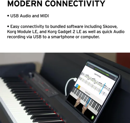 Vista 12 de Korg LP-380U - Piano digital para el hogar con teclado de 88 teclas y soporte, palisandro Rosewood