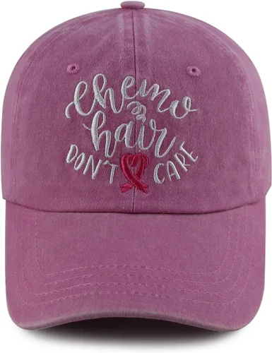 Vista 7 de Tbstlumd Chemo Hair Don't Care - Gorra de béisbol para mujer, divertida gorra de béisbol bordada ajustable de algodón rosa