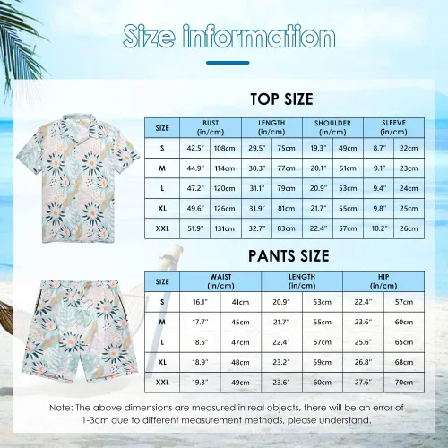 Vista 5 de DUOFIER Conjunto de camisa hawaiana para hombre, 2 piezas, estampado floral, conjunto de ropa de vacaciones para la playa