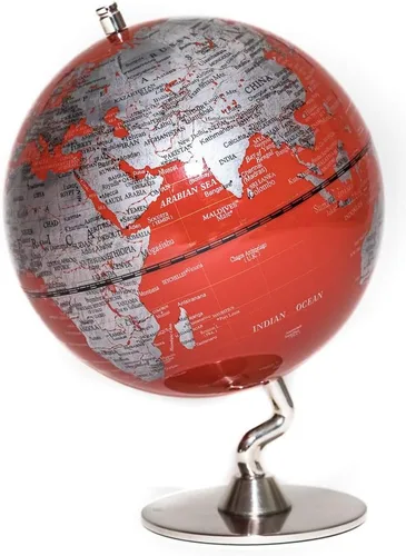 Vista 2 de Globo rojo y plateado del mundo 5