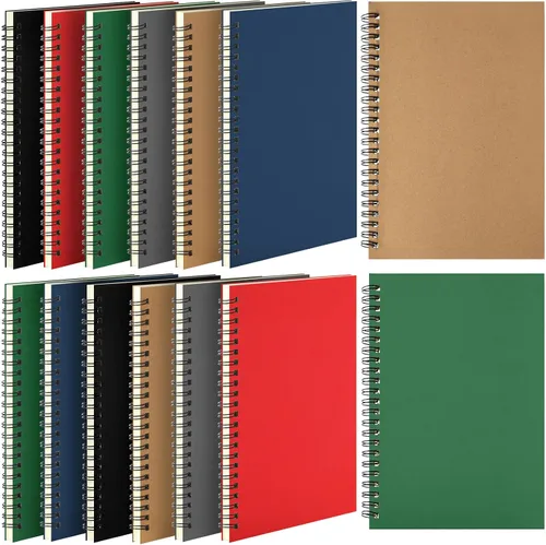 Vista 20 de Leelosp 12 cuadernos pequeños en espiral forrados en espiral, cuaderno con rayas universitarias, cubierta de papel kraft encuadernado con alambre