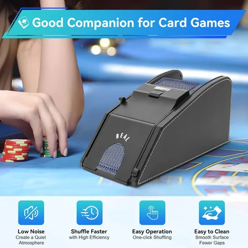 Vista 6 de 1-2 barajador automático de cartas barajador de cartas eléctrico profesional máquina de barajar portátil para juego de fiesta en casa
