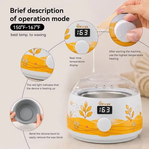 Vista 4 de Kit de depilación para mujer, calentador de cera para depilación, 6 bolsas S3