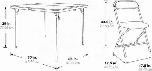 Vista 5 de Office Star - Juego de mesa y sillas cuadradas plegables de resina de 5 piezas, color gris claro