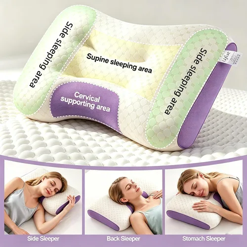 Vista 2 de Almohada cervical para el cuello para aliviar el dolor, soporte para el Morado