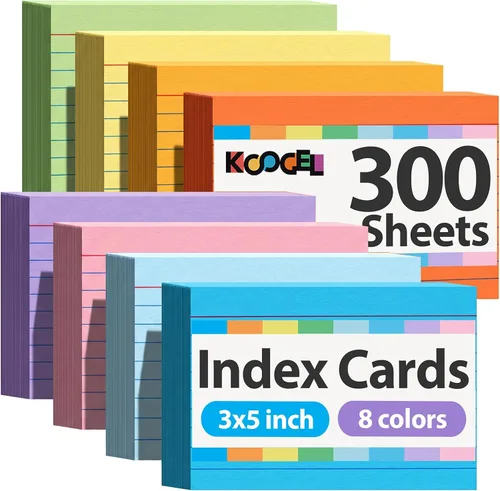 Vista 8 de Koogel - 200 tarjetas de índice de 3 x 5, tarjetas de índice de colores rayadas en ambos lados para la vuelta a clases, tarjetas de notas pesadas