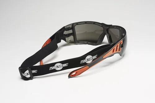Vista 7 de ToolFreak Lentes de seguridad Rip Out – Tintados – Lente de policarbonato con clasificación z87.1 – Acolchado de espuma y correa ajustable – Lentes