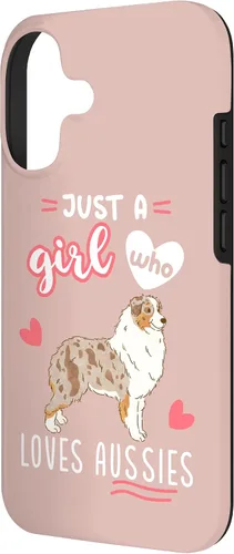 Vista 2 de Just A Girl Who Loves Aussies - Carcasa para iPhone 17, diseño de pastor australiano, color rojo