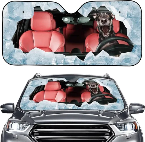 Vista 35 de Talayituse Parasol para parabrisas de automóvil, diseño de gato divertido 3D, ajuste universal, para automóvil, camión, SUV, bloquea el sol