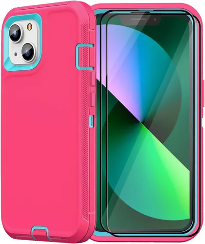 Vista 10 de Funda resistente para iPhone 13 y iPhone 14, protección a prueba de golpes de grado militar, incluye 2 protectores de pantalla de vidrio templado